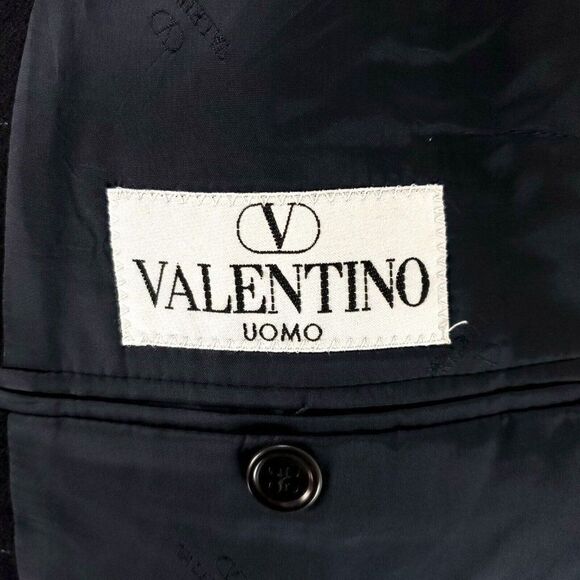 Valentino Flannel Wool Cashmere 3 Button Sport Coat W/ Vest 42L Blue Windowpane - Picture 7 of 11